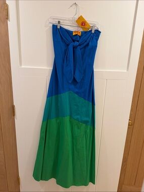 Simon Miller x Mango Blue and Green Strapless  Maxi Dress
